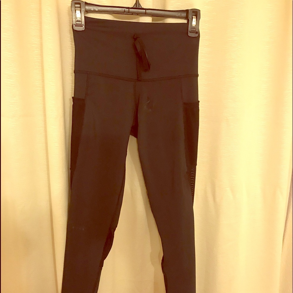 DYI black suede and mesh laced leggings